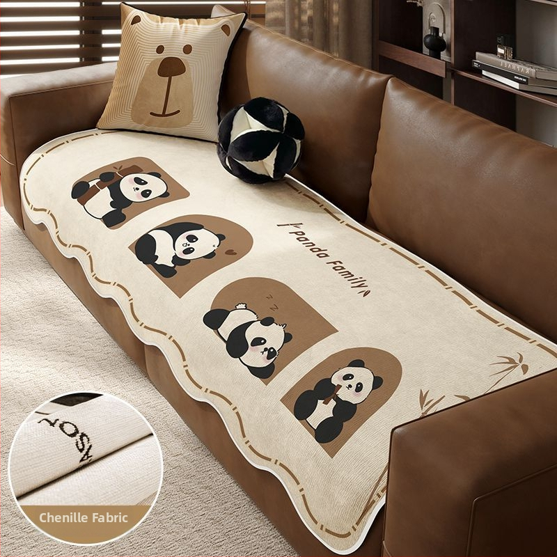 Sofos nugaros uždangalas, netaisyklingos formos, universalus slydimo uždangalas visoms sezonoms, chenille audinys, etninio stiliaus nėrinių raštas