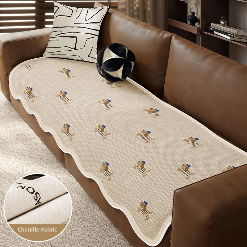 Sofos nugaros uždangalas, netaisyklingos formos, universalus slydimo uždangalas visoms sezonoms, chenille audinys, etninio stiliaus nėrinių raštas