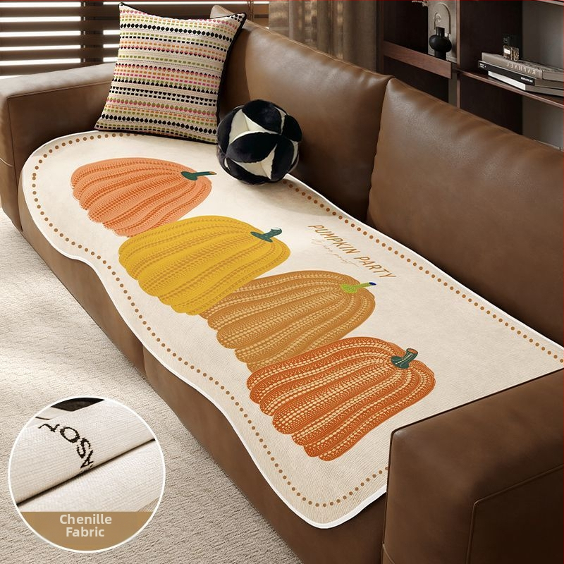 Sofos nugaros uždangalas, netaisyklingos formos, universalus slydimo uždangalas visoms sezonoms, chenille audinys, etninio stiliaus nėrinių raštas