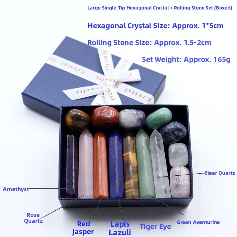 Κρύσταλλος αμέθιστος – φυσική εξάγωνική κολώνα, προέλευση Donghai County, Lianyungang; σετ δώρου σε κουτί