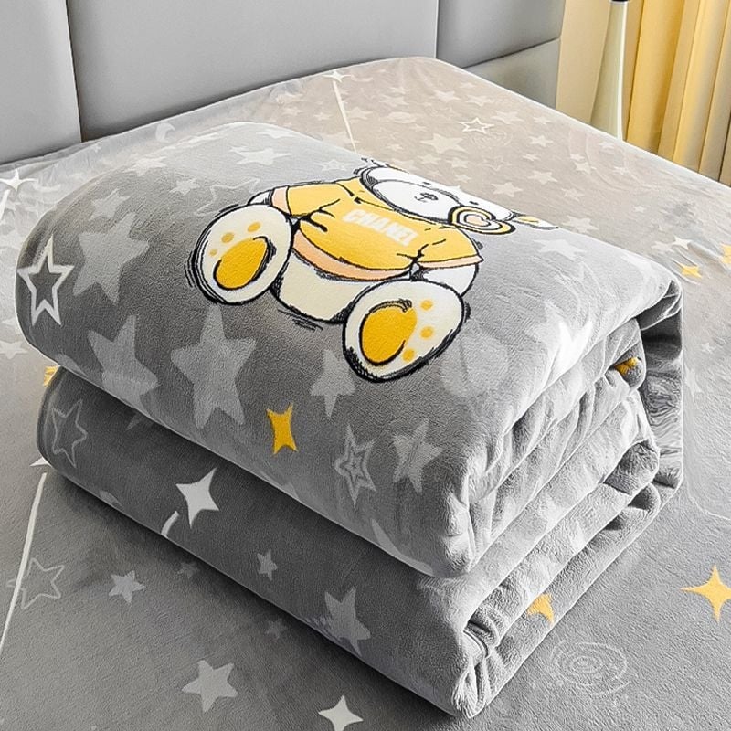 Korallfliisist pleed, cartoon muster, polüester, kaal 5000 g ja rohkem, sobib kevadeks ja sügiseks