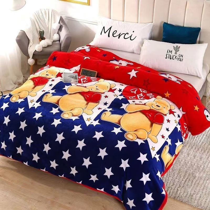 Korallfliisist pleed, cartoon muster, polüester, kaal 5000 g ja rohkem, sobib kevadeks ja sügiseks