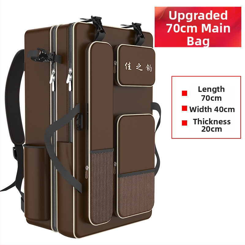 Риболовна раница с държач за пръти, двойна презрамка и голям капацитет, не водоустойчива