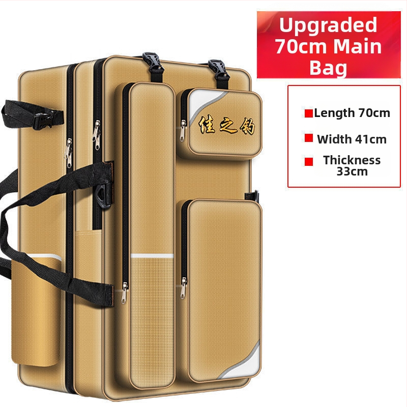 Риболовна раница с държач за пръти, двойна презрамка и голям капацитет, не водоустойчива