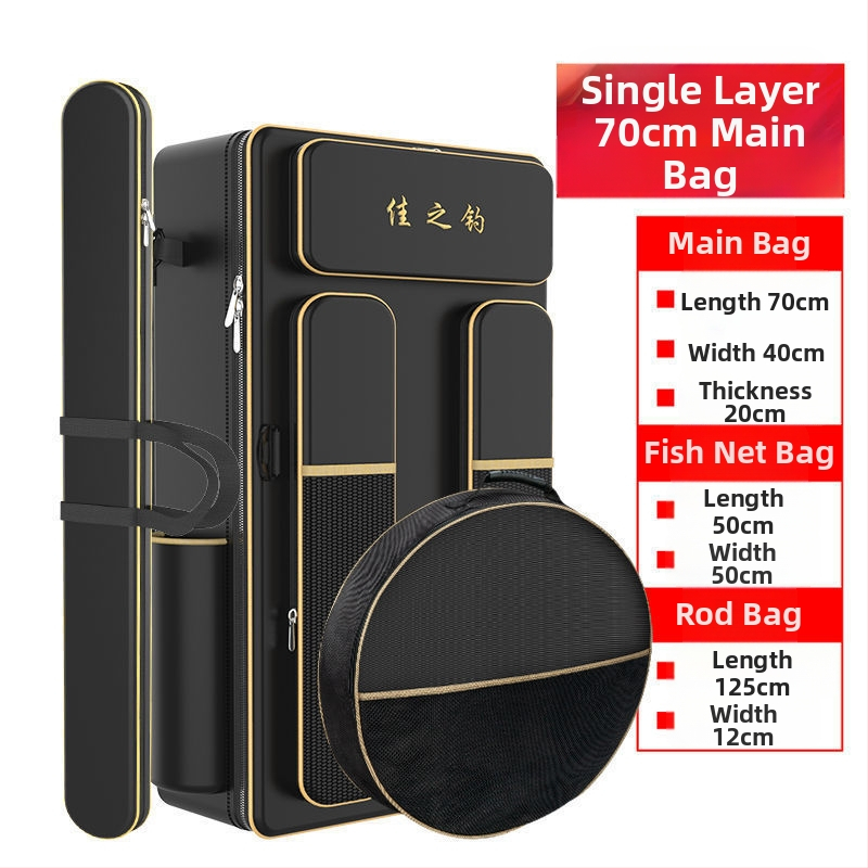 Риболовна раница с държач за пръти, двойна презрамка и голям капацитет, не водоустойчива