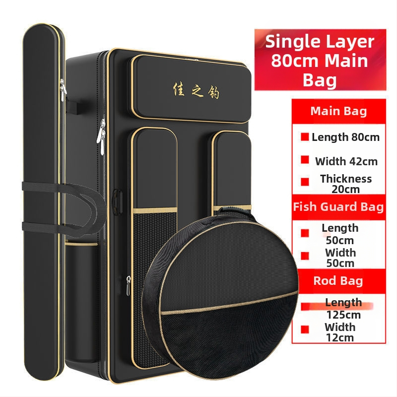 Риболовна раница с държач за пръти, двойна презрамка и голям капацитет, не водоустойчива