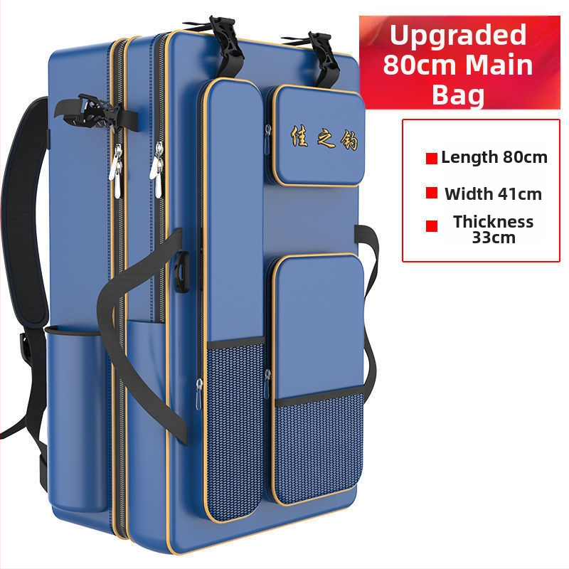 Риболовна раница с държач за пръти, двойна презрамка и голям капацитет, не водоустойчива