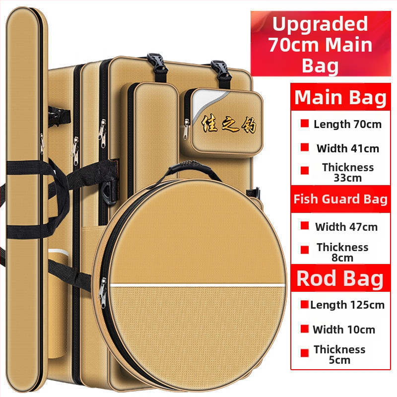 Риболовна раница с държач за пръти, двойна презрамка и голям капацитет, не водоустойчива