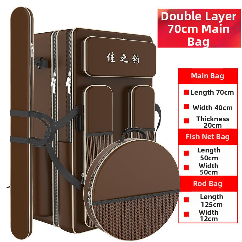 Риболовна раница с държач за пръти, двойна презрамка и голям капацитет, не водоустойчива