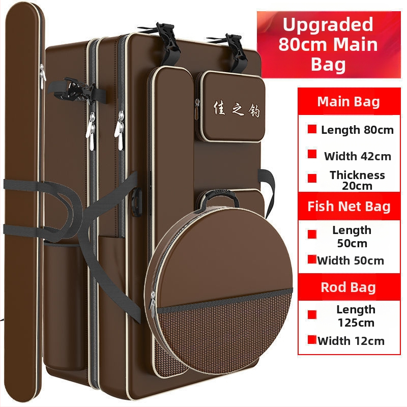 Риболовна раница с държач за пръти, двойна презрамка и голям капацитет, не водоустойчива