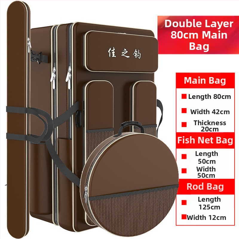 Риболовна раница с държач за пръти, двойна презрамка и голям капацитет, не водоустойчива