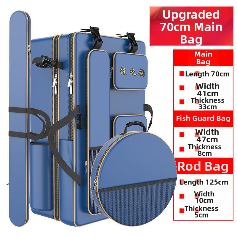 Риболовна раница с държач за пръти, двойна презрамка и голям капацитет, не водоустойчива