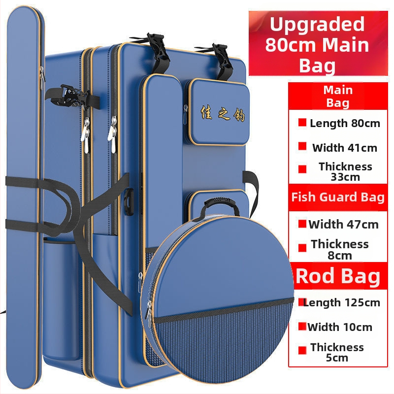 Риболовна раница с държач за пръти, двойна презрамка и голям капацитет, не водоустойчива