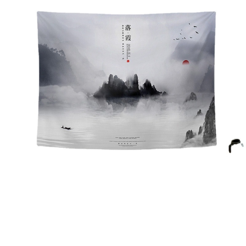 Fali dísz kínai retro táj motívummal, nappali és hálószoba dísze; Anyag: 100% poliészter; Stílus: Új klasszikus; Feldolgozás: Digitális hőtranszfer; Mintázat: Táj; Forma: Téglalap