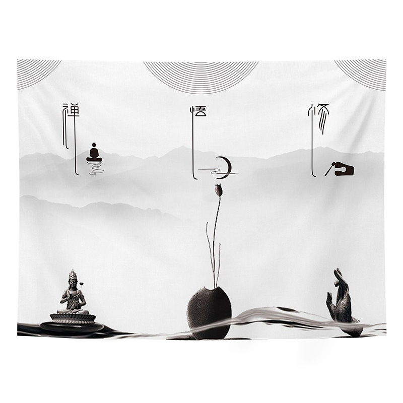 Fali dísz kínai retro táj motívummal, nappali és hálószoba dísze; Anyag: 100% poliészter; Stílus: Új klasszikus; Feldolgozás: Digitális hőtranszfer; Mintázat: Táj; Forma: Téglalap