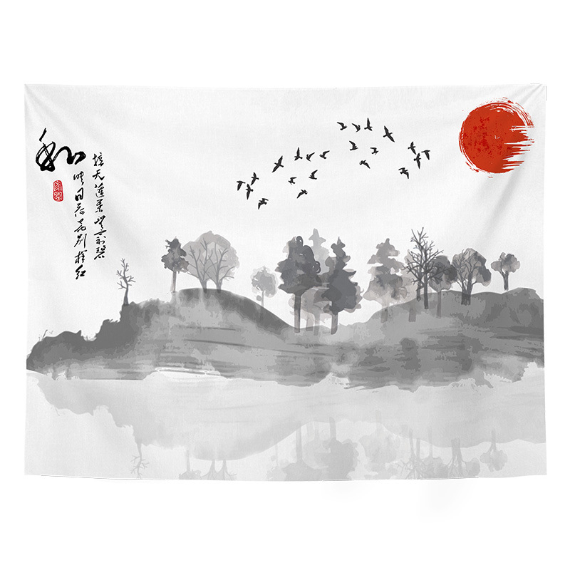 Fali dísz kínai retro táj motívummal, nappali és hálószoba dísze; Anyag: 100% poliészter; Stílus: Új klasszikus; Feldolgozás: Digitális hőtranszfer; Mintázat: Táj; Forma: Téglalap