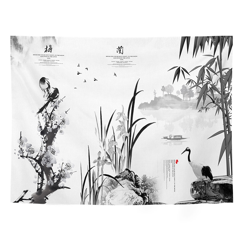 Fali dísz kínai retro táj motívummal, nappali és hálószoba dísze; Anyag: 100% poliészter; Stílus: Új klasszikus; Feldolgozás: Digitális hőtranszfer; Mintázat: Táj; Forma: Téglalap