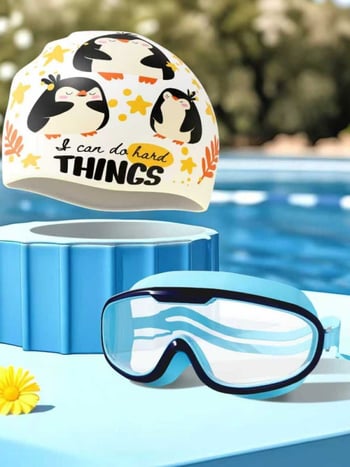 Bērnu silikona peldcepure ar drukātu rakstu