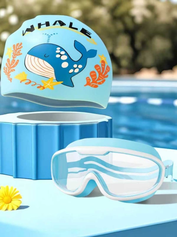 Bērnu silikona peldcepure ar drukātu rakstu