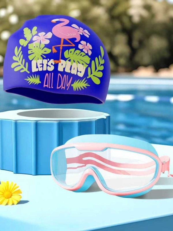 Bērnu silikona peldcepure ar drukātu rakstu