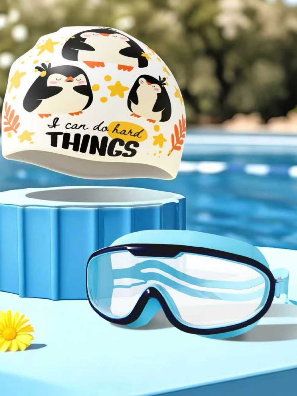 Bērnu silikona peldcepure ar drukātu rakstu