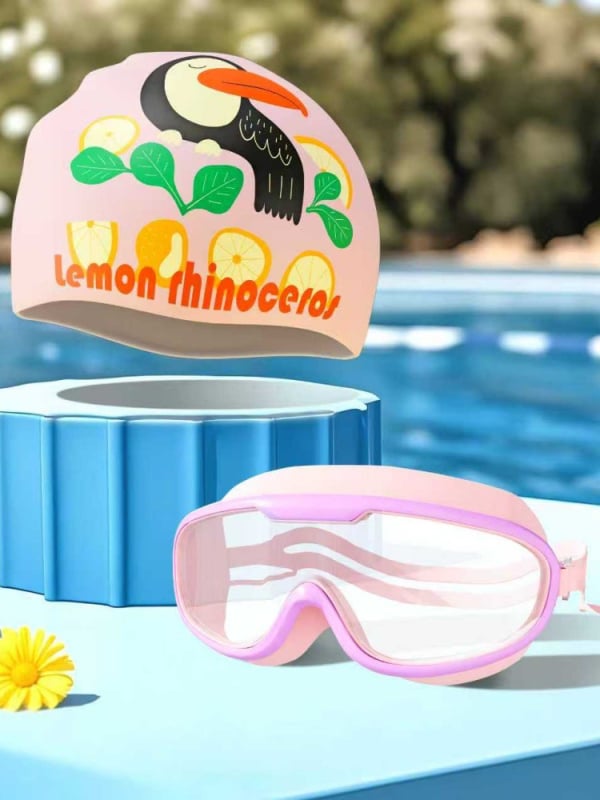 Bērnu silikona peldcepure ar drukātu rakstu