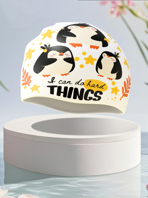 Bērnu silikona peldcepure ar drukātu rakstu