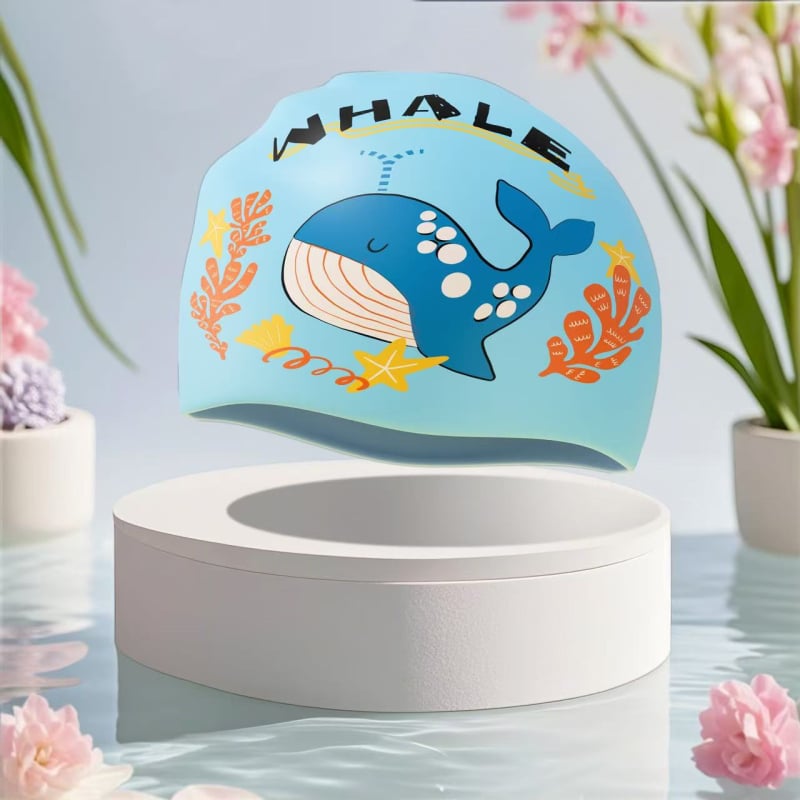 Bērnu silikona peldcepure ar drukātu rakstu