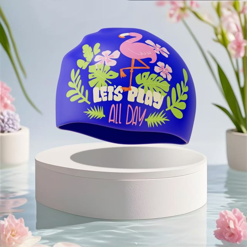 Bērnu silikona peldcepure ar drukātu rakstu