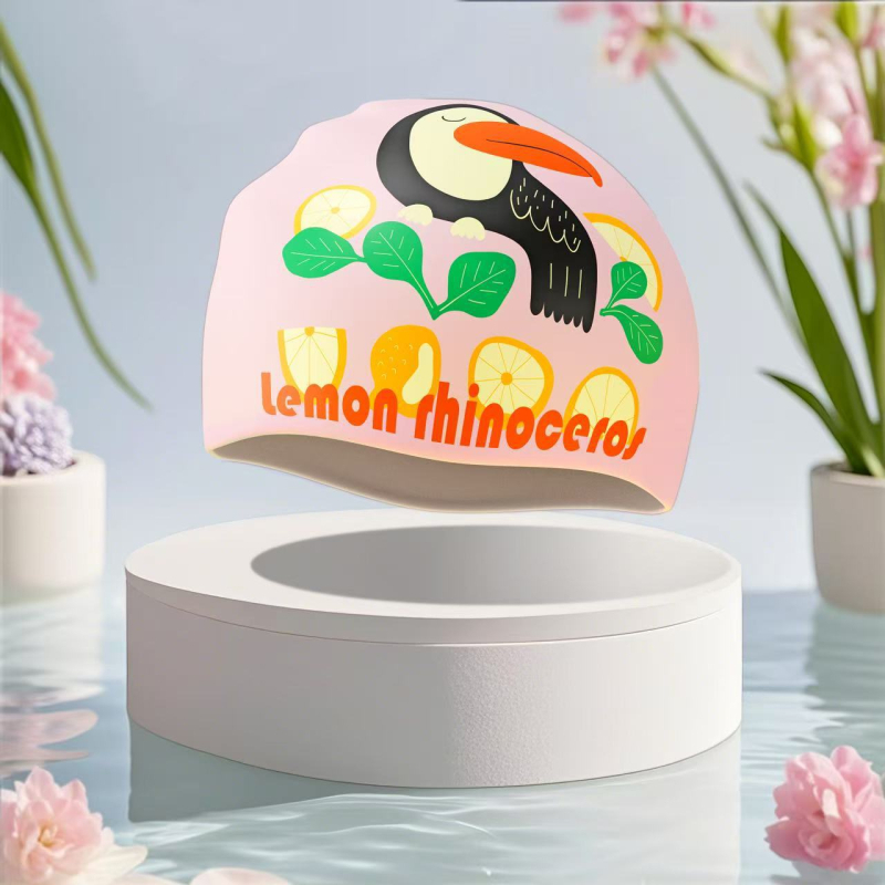 Bērnu silikona peldcepure ar drukātu rakstu