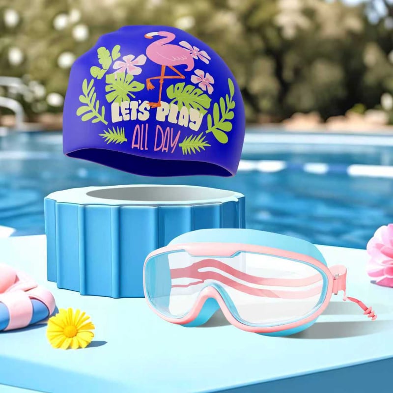 Bērnu silikona peldcepure ar drukātu rakstu