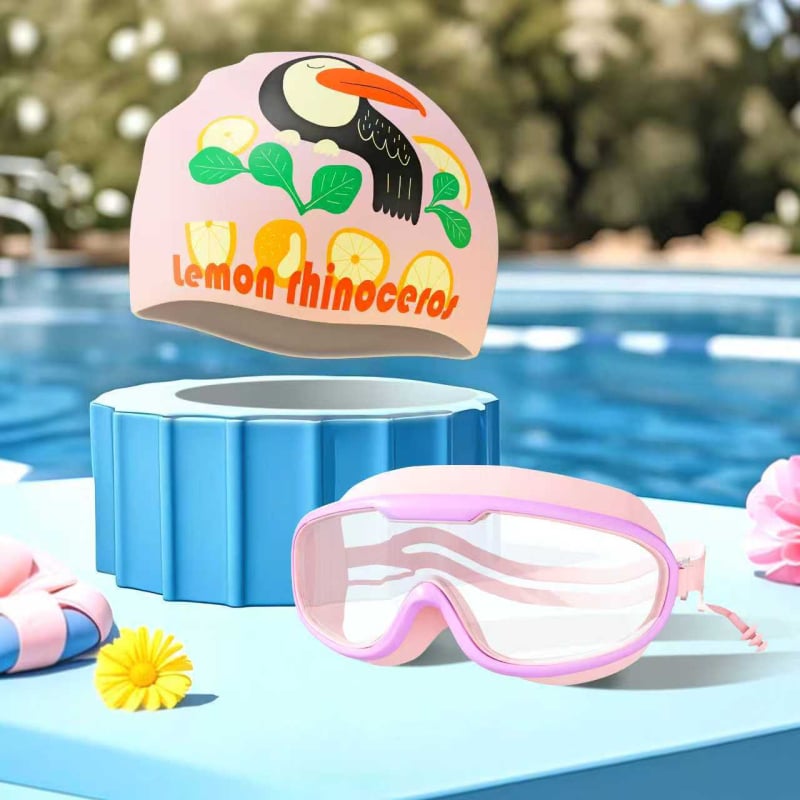 Bērnu silikona peldcepure ar drukātu rakstu