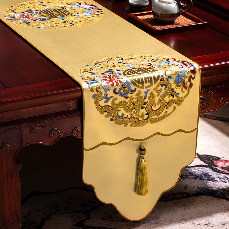 Stalo vėliava iš audinio su augalų ir gėlių raštu, naujame kinų stiliuje