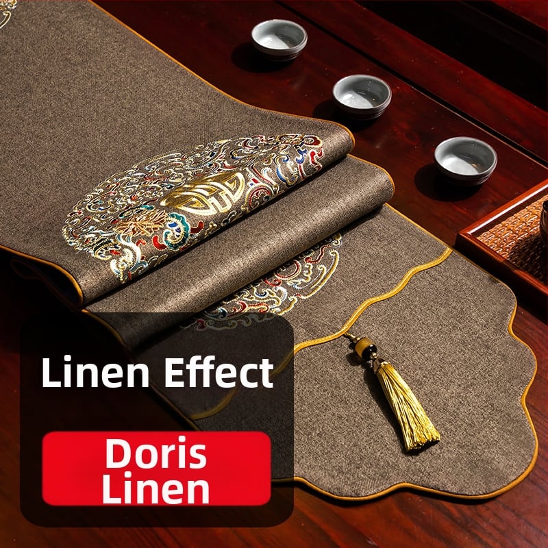 Stalo vėliava iš audinio su augalų ir gėlių raštu, naujame kinų stiliuje