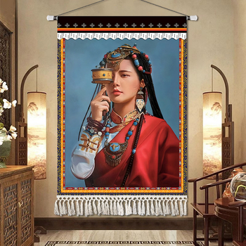 Potala-palota gobelin falidísz – lenvászon anyag, téglalap alakú, karakter minta, Új kínai stílus, késztermék, testreszabás rendelésre