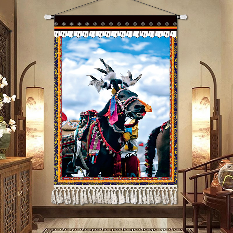 Potala-palota gobelin falidísz – lenvászon anyag, téglalap alakú, karakter minta, Új kínai stílus, késztermék, testreszabás rendelésre