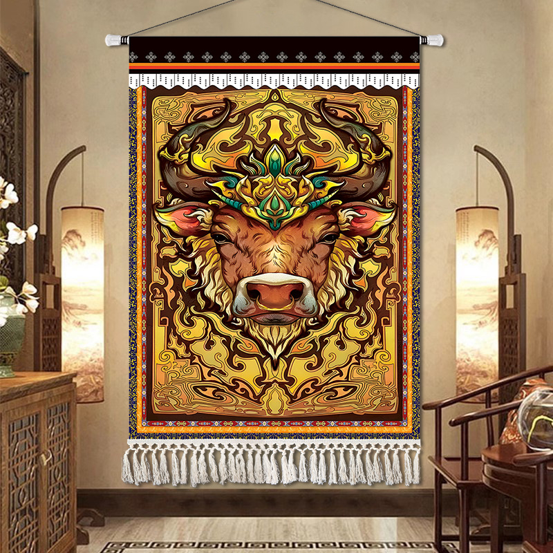 Potala-palota gobelin falidísz – lenvászon anyag, téglalap alakú, karakter minta, Új kínai stílus, késztermék, testreszabás rendelésre