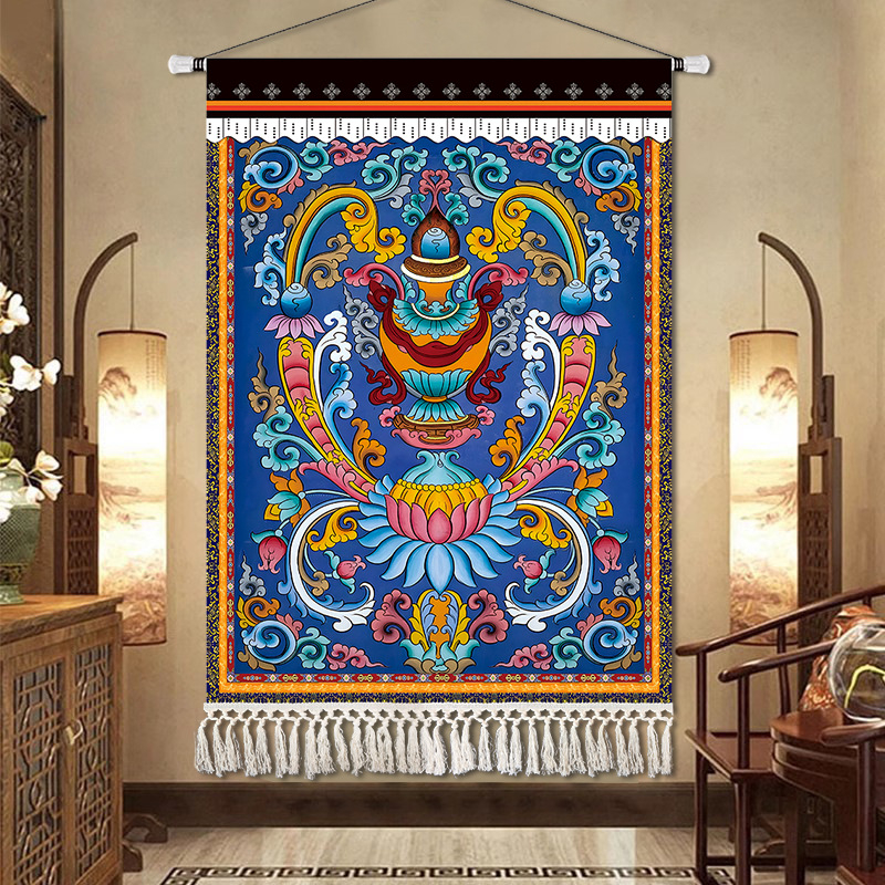 Potala-palota gobelin falidísz – lenvászon anyag, téglalap alakú, karakter minta, Új kínai stílus, késztermék, testreszabás rendelésre