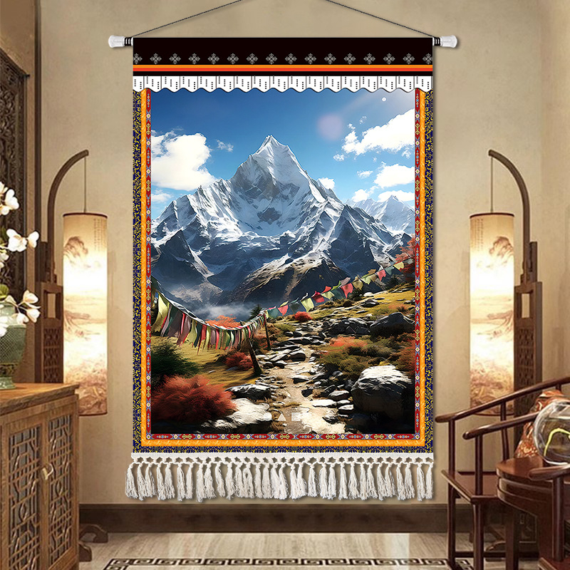 Potala-palota gobelin falidísz – lenvászon anyag, téglalap alakú, karakter minta, Új kínai stílus, késztermék, testreszabás rendelésre