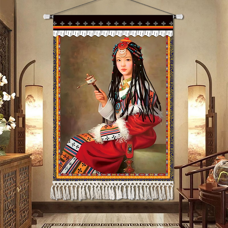 Potala-palota gobelin falidísz – lenvászon anyag, téglalap alakú, karakter minta, Új kínai stílus, késztermék, testreszabás rendelésre