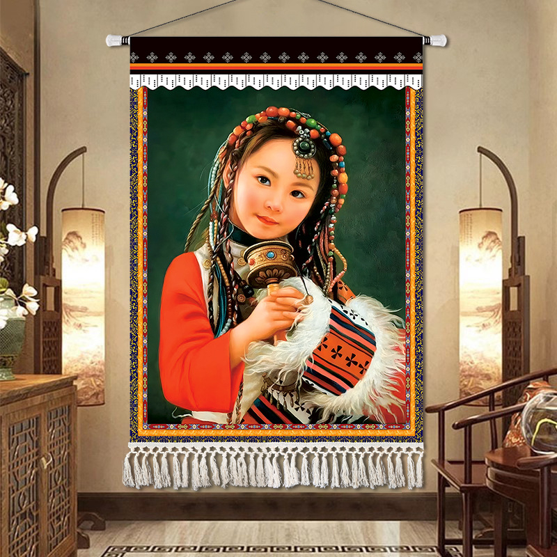 Potala-palota gobelin falidísz – lenvászon anyag, téglalap alakú, karakter minta, Új kínai stílus, késztermék, testreszabás rendelésre