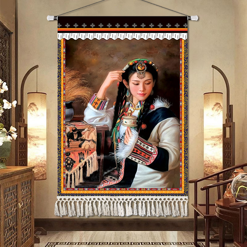 Potala-palota gobelin falidísz – lenvászon anyag, téglalap alakú, karakter minta, Új kínai stílus, késztermék, testreszabás rendelésre