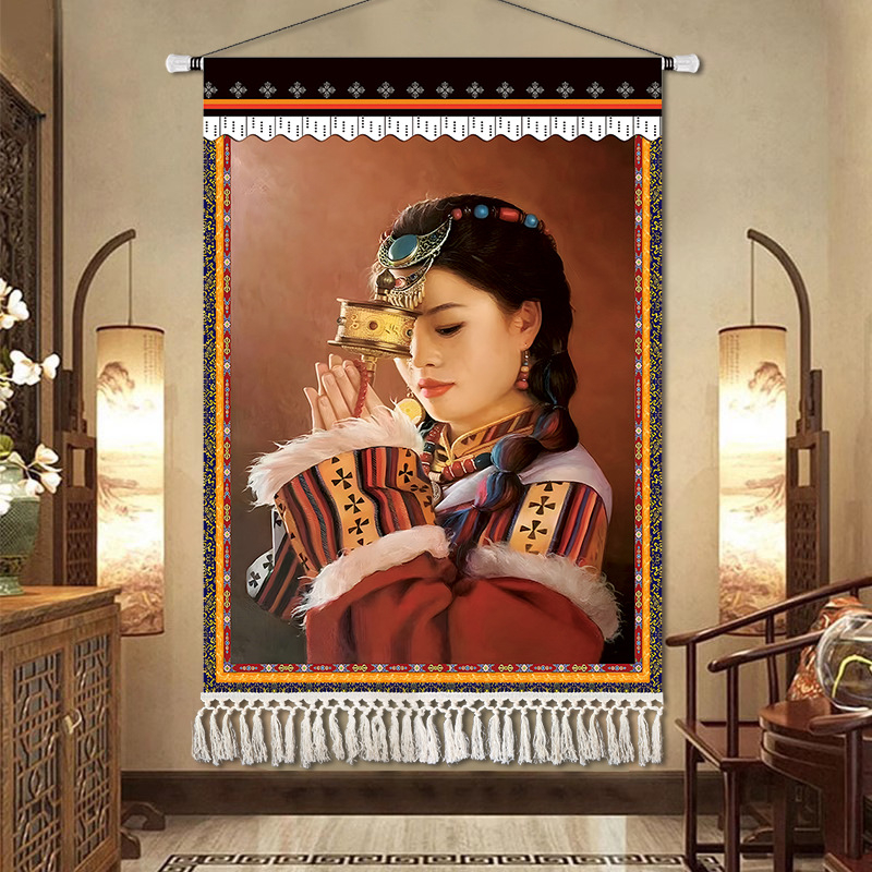 Potala-palota gobelin falidísz – lenvászon anyag, téglalap alakú, karakter minta, Új kínai stílus, késztermék, testreszabás rendelésre