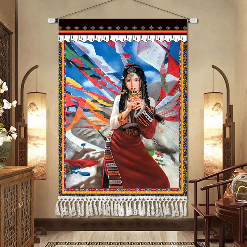 Potala-palota gobelin falidísz – lenvászon anyag, téglalap alakú, karakter minta, Új kínai stílus, késztermék, testreszabás rendelésre