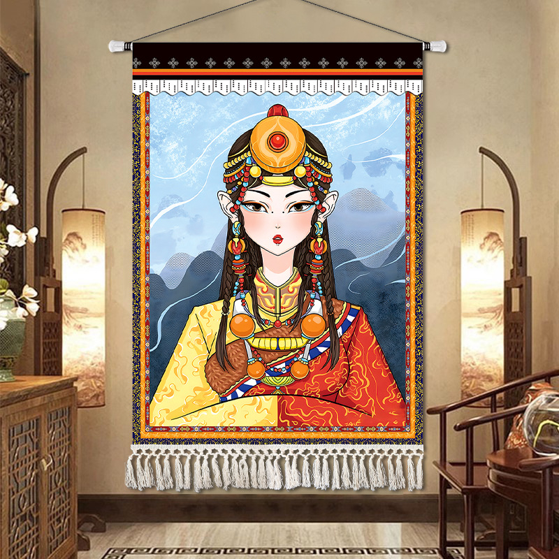 Potala-palota gobelin falidísz – lenvászon anyag, téglalap alakú, karakter minta, Új kínai stílus, késztermék, testreszabás rendelésre