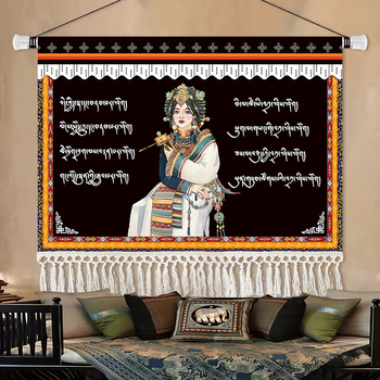 Gobelin falikép, téglalap alakú, karakteres mintával, fő tartalom 91–100% és len, stílus: új kínai stílus, nem szövött anyag