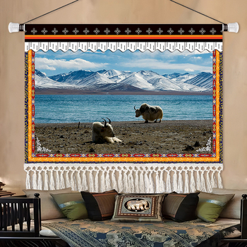 Gobelin falikép, téglalap alakú, karakteres mintával, fő tartalom 91–100% és len, stílus: új kínai stílus, nem szövött anyag