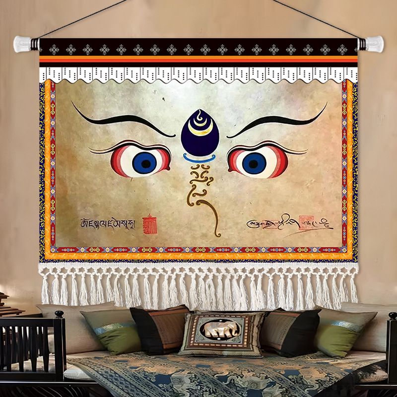 Gobelin falikép, téglalap alakú, karakteres mintával, fő tartalom 91–100% és len, stílus: új kínai stílus, nem szövött anyag