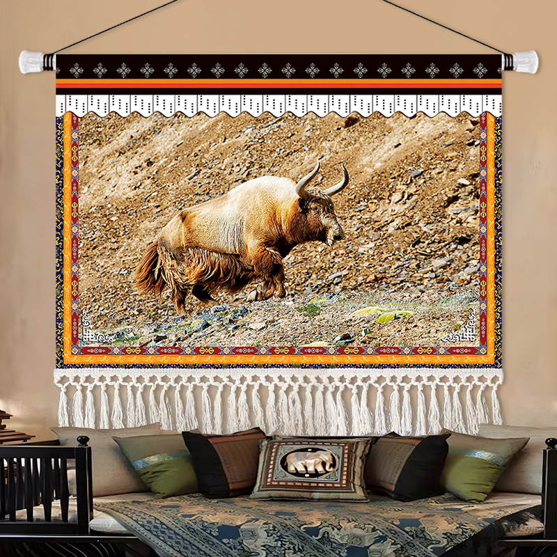 Gobelin falikép, téglalap alakú, karakteres mintával, fő tartalom 91–100% és len, stílus: új kínai stílus, nem szövött anyag