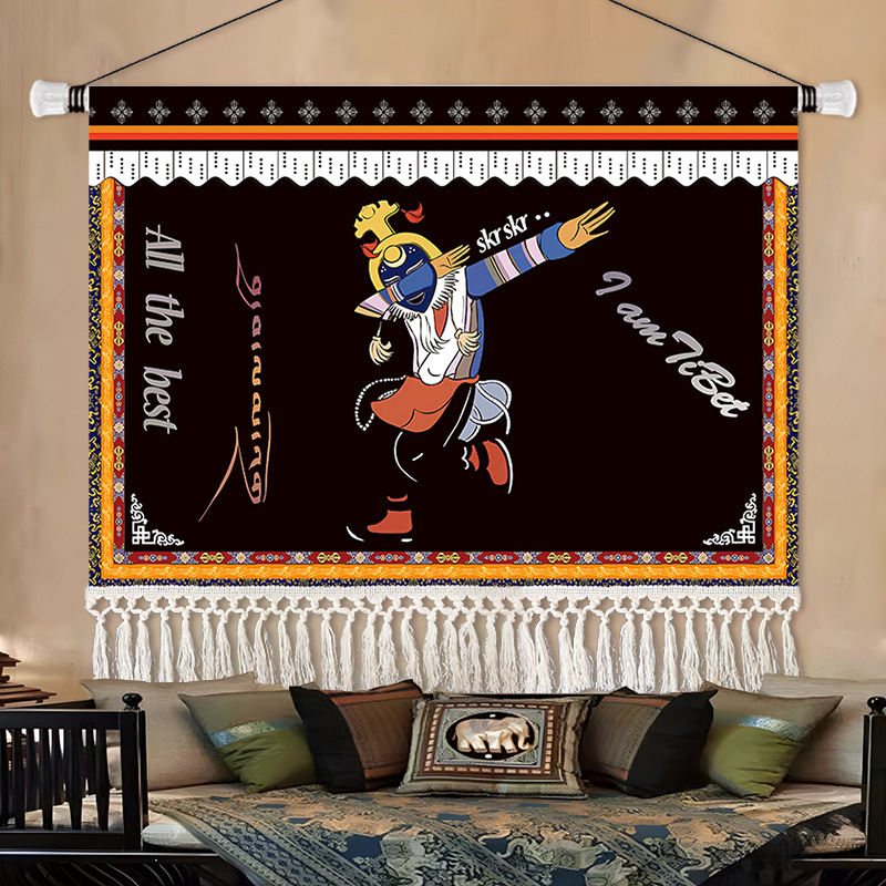 Gobelin falikép, téglalap alakú, karakteres mintával, fő tartalom 91–100% és len, stílus: új kínai stílus, nem szövött anyag